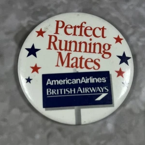 American Airlines British Airlines VIntage Button Safety Pin Back 3" Round - Picture 1 of 2