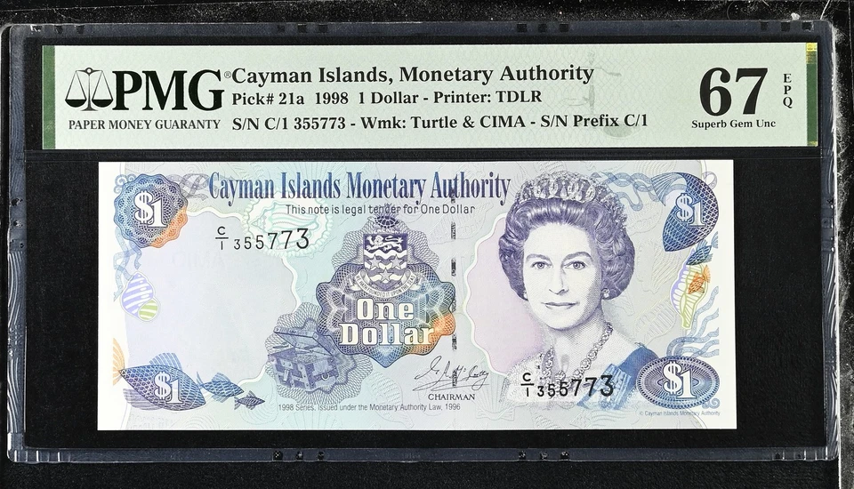 Cayman Islands 1 Dollar 1998 P 21 a Superb GEM UNC PMG 67 EPQ - Image 1 of 1