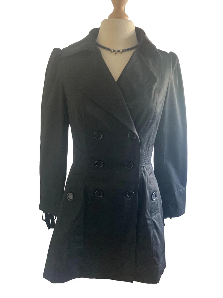 Black Military Gothic Steampunk Victorian Short Jacket Mac Coat Size 8 10 12 14 - Image 1 of 4