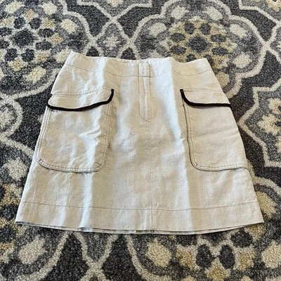 Falda Ann Taylor LOFT Beige Lino - Talla 8 | Bolsillos Verano Informal Foto 1 de 4