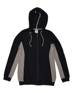 DIADORA Mens Zip Hoodie Sweater XS Navy Blue Colourblock Cotton BC75 - Picture 1 of 3