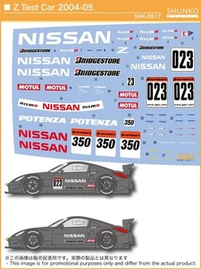 SHUNKO Decal Sheet 1:24 Scale Nissan Z Test Car 2004-05 SHK-D517 Suit Tamiya kit - Picture 1 of 6