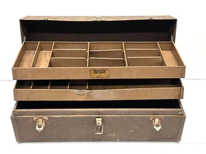 Vintage 1950s Kennedy Kits 2-Tier T-18 Tool Box Tackle Box Fishing Machinist - Picture 1 of 14