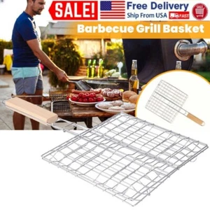 BBQ Grilling Basket for Meat Steak Shrimp Vegetables Outdoor Grill Accessories - Picture 1 of 11