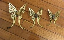 Lot of 3 - Vtg Home Interior Gold Brass Butterflies Wall Decor Homco