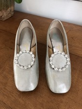Vintage pappagallo jeweled Silver Heel Shoes Size 5.5 1960s