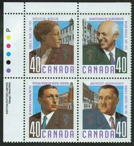 Canada sc#1305a Canadian Doctors, UL Imprint Block, Mint-NH - Picture 1 of 2