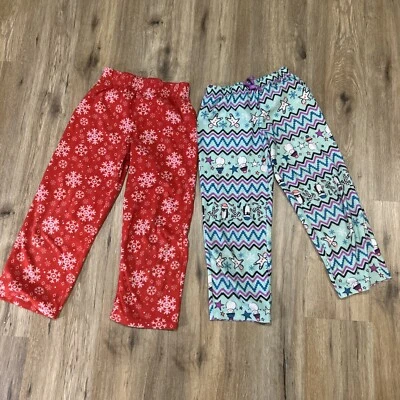 Total Girl Rojo Azul Copo de Nieve Muñeco de Nieve Vacaciones Polar Salón Dormir Pantalones Talla S 7-8 Foto 1 de 3