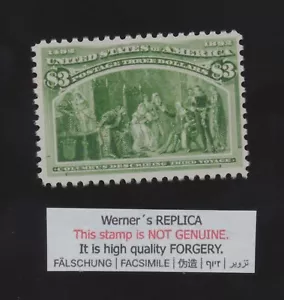 FALSIFICACIÓN - RÉPLICA DE WERNER - EE. UU. 1893 colombiano $3 - Sc 243 - Imagen 1 de 1