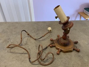Antique Nautical Wood Ship Wheel Wall Sconce Light Works Missing One Wheel Peg - Picture 1 of 11