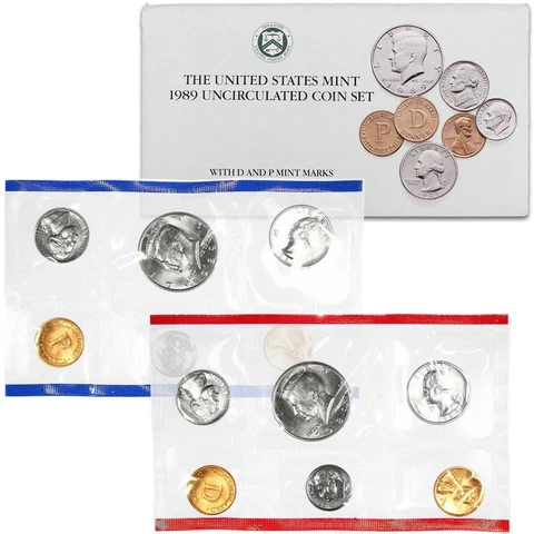 1989 Mint Set Original Envelope 10 Brilliant Uncirculated US Coins BU Cover