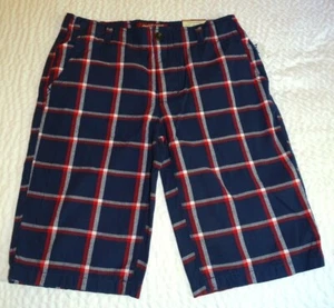 Arizona Jean Co. Boy's Plaid Navy Red White Shorts Size 16 Husky New - Picture 1 of 6