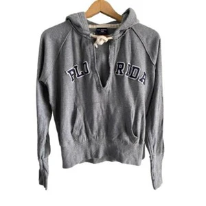 US Apparel Gray Split Neck Florida Hooded Sweatshirt Sz L - Picture 1 of 10