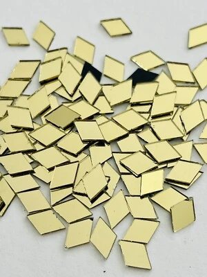 Azulejos de espejo de vidrio Rhombus Gold 7x11 mm, espejos en forma de diamante para arte y artesanía Foto 1 de 4