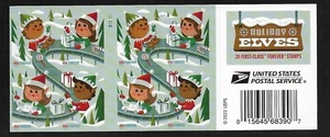 #5721-5724 Christmas 2022-Holliday Elves(forever) 2022 Issue-MNH Bkt Pane of 20 - Picture 1 of 2