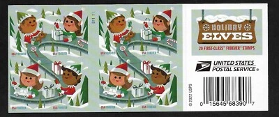 #5721-5724 Christmas 2022-Holliday Elves(forever) 2022 Issue-MNH Bkt Pane of 20 - Image 1 of 2