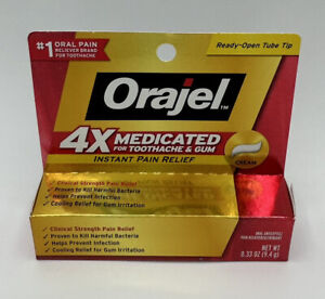 Orajel 4X Medicated Toothache & Gum Instant PAIN RELIEF Cream .33 Oz. Exp 03/24