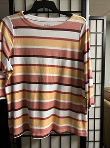 Nuevo para mujer Croft & Barrow a rayas 100 % algodón talla grande 1X - Imagen 1 de 4