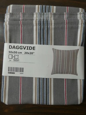 Funda de Almohada Cuadrada Ikea Daggvide Algodón Rayas 20" x 20" Nueva Gris Rojo Tiro Foto 1 de 4