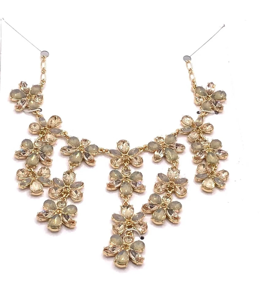 Inc International Concepts Gold Tone Crystal Flower Statement Necklace