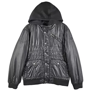 Guess Mens Black Hooded Winter Jacket Size Large L - Picture 1 of 19