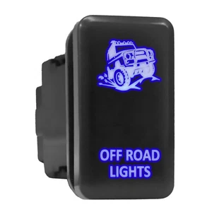 OFF ROAD LIGHTS Blue Backlit Switch Tall Push Button 1.54"x 0.83" (Fit: Toyota) - Picture 1 of 6