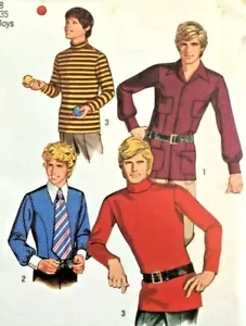 UC Vtg Simplicity 9528 Sew Pattern Tunic Large Pointed Collar Boys Button Shirts - Picture 1 of 4