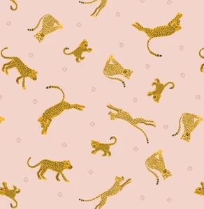 Tessuto Feline Drive PICCOLE COSE Leopardi Gatti Rosa - Quarto Grasso (18x22") FQ - Foto 1 di 8