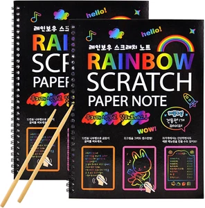 Scratch Art Books for Kids, 2 Pack Rainbow Magic Scratch Paper Black Scratch it - Picture 1 of 8