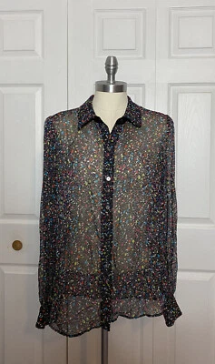 Diane von Furstenberg 10 真丝 Mariah 毛圈装饰彩虹五彩纸屑印花衬衫 — 第 1/4 张图片