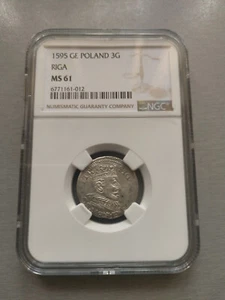 Poland-Latvia-1595-3 Groszy-mint Riga-Sigismund III-NGC MS62-rare - Picture 1 of 4