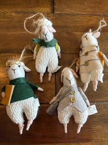 Target Wonder shop 2020 Felt Boiled Wool Ornaments Dressed Lamb Sheep Lot Of 4 - Picture 1 of 10