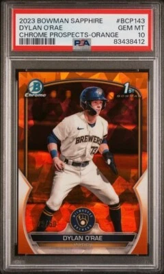 Dylan O'Rae 2023 Bowman Sapphire Chrome Prospects Orange #BCP-143 /50 PSA 10 - Image 1 of 2