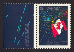 CANADIAN FLAG & FIREWORKS = stamp with Margin Canada 1990 #1278 MNH - Picture 1 of 1