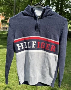 Tommy Hilfiger Youth Boy’s Logo 1/4 Zip Sweater, M (12/14) - Picture 1 of 7