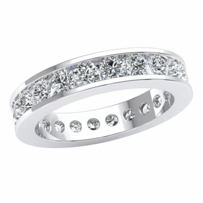 18k Gold 2.00Ct Natural Round Cut Diamond Channel Set Eternity Band Ring G SI1 - Image 1 of 4