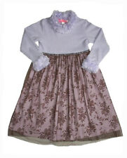 Baby Nay Girl Dress Purple 4T Raspberry Truffle Viola Long Sleeve Faux Fur Tulle
