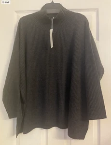 NWT $298 Eileen Fisher Merino Wool Charcoal Turtle Neck Ribbed Sweater 3X 2X - Picture 1 of 5