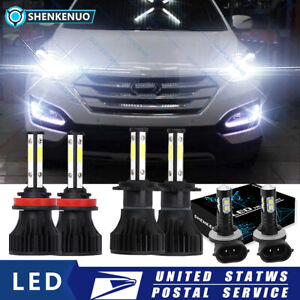 6x LED Headlight Fog Light Lamp Combo Bulbs Kits For Hyundai Santa Fe 2007-2012