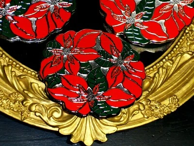 Отличные 12 праздничных подставок Poinsettia ART Rogers Tarnish Resistan VINTag - Изображение 1 из 4
