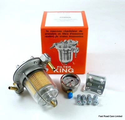 FUEL REGULATOR FILTER KING 85mm GLASS BOWL NEW MALPASSI  WITH UPGRADED BRACKET - Image 1 of 2