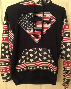 Sweatshirt Boys American Flag Superman Hoodie Size Small - Picture 1 of 12
