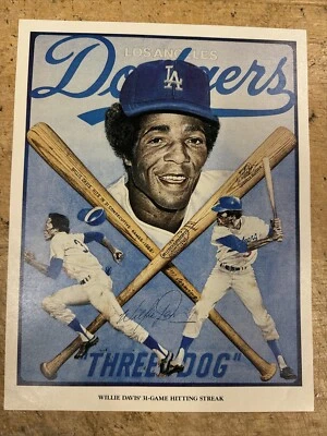 LA ANGELES DODGERS 8.5x11 Litho Print by CORNING WILLIE DAVIS 31 GAME HIT STREAK - Image 1 of 3