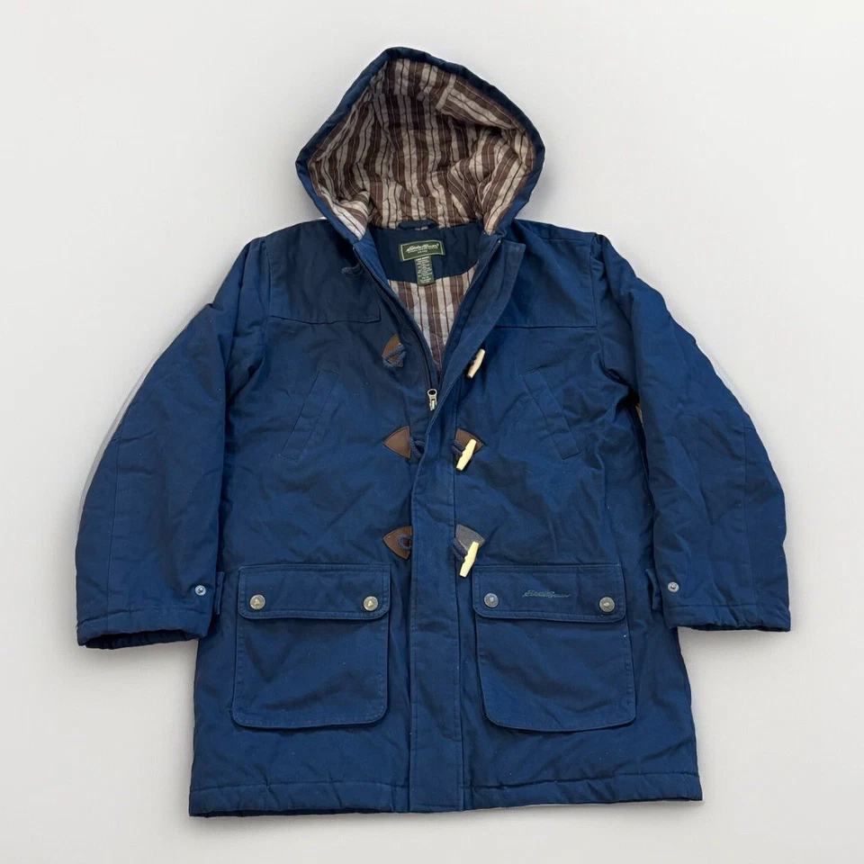 Abrigo Eddie Bauer Chore para mujer M con capucha azul granero forrado en el campo chaqueta Foto 1 de 4