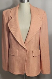 NWT St John Knits Hemp Knit Fitted Jacket Mandarin Orange Size 16 MSRP $1295 - Picture 1 of 7