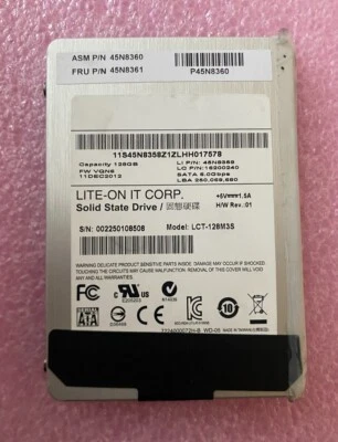 Lite-On SSD 128GB LCT-128M3S SATA 2.5" Solid State Drive - Image 1 of 2