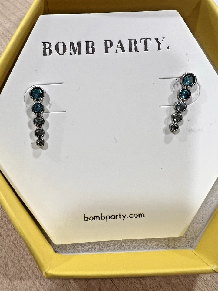 Pendientes de topacio azul suizo ombre creados en laboratorio RBP 3152 Foto 1 de 1