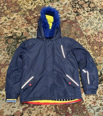 Mini Boden Girls Waterproof Navy & Rainbow Ski Jacket 13-14 Years - Image 1 of 4