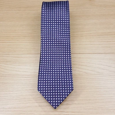 BLOOMINGDALES TIENDA PARA HOMBRES Corbata Azul Geo Micro Punto Limpio 100% Seda Clásica Foto 1 de 4