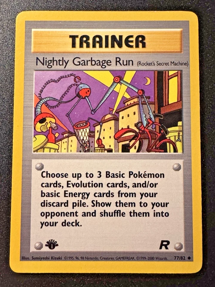 [Ink Error] 1st Edition Nightly Garbage Run 77/82 Team Rocket Pokemon Card MP - Image 1 of 4